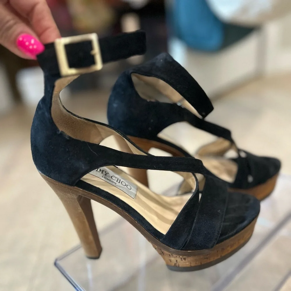 Black Suede Jimmy Choo Platform heels size 35 - Picture 3 of 7